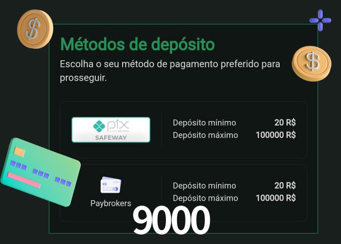 O cassino 9000 oferece uma grande variedade de métodos de pagamento